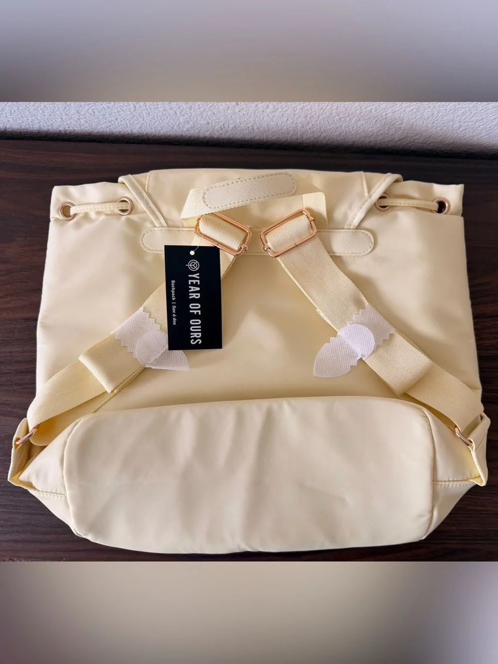 Year of Ours Creamy Yellow Backpack with Gold Hardware
